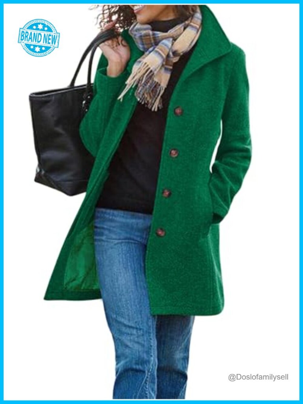Womens Wool Blend Trench Coat Long Single Breasted Pea Coat Fall Winter